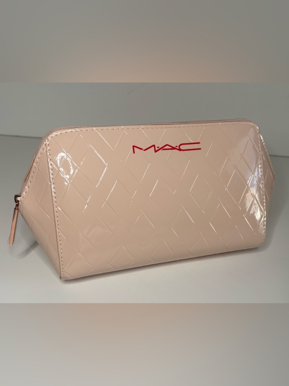 MAC Pink Patent Quilted Makeup Pouch